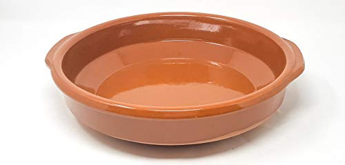Verano Spanish Ceramics El Toro Authentic Terracotta Cookware Open Round Oven Serving Oven Dishes - Large Dish 32cm
