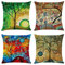 NIULAA 4er Set Kissenbezug 50x50 Bunt Baum Deko Kissen Leinen Couchkissen Kissenbezüge mit Muster Wohnzimmer Modern Kuschelkissen Sofakissen Zierkissen kissenhülle für Loungemöbel