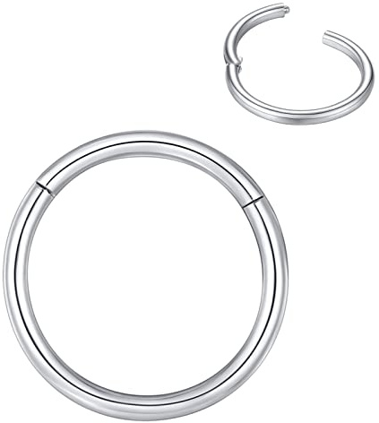 BLESSMYLOVE Silber 0.8mm 9mm Nasenring Hoop 316L Chirurgenstahl Knorpelohrring Septum Clicker Ring Edelstahl Klappbarer Segmentring Lippenring Conch Daith Helix Rook Tragus Snug Body Piercing Schmuck