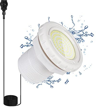 KOLLNIUN LED Poolbeleuchtung für Aufstellpool，pool lichter unterwasser，Unterwasserbeleuchtung ，Schwimmbad Licht，12W Weißes,für Stahlrahmen & Stahlwandpool,IP68 Wasserdicht 7m Kabel,12V