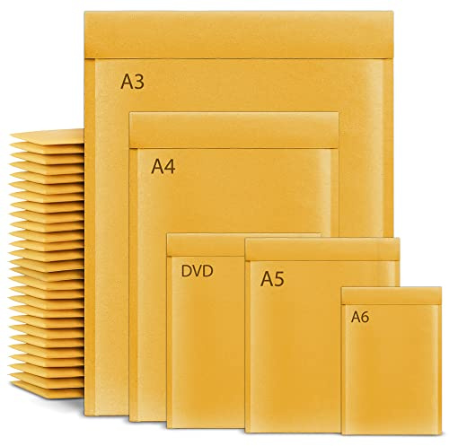 A3 Padded Envelopes, Gold Padded Bubble Envelopes for Packaging Postage Peel & Seal Shipping Bag Mailers Postal Wrap 10 Pack