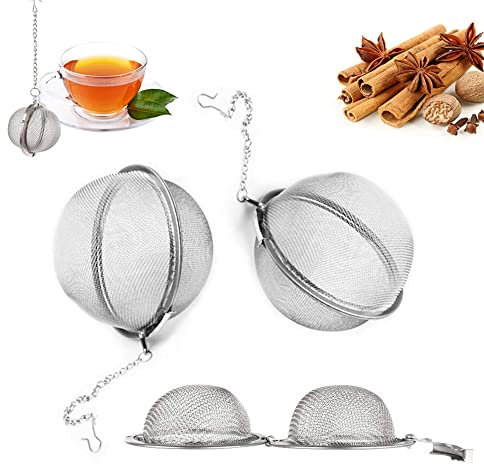 SKYPRO Lot de 3 passoires à thé en maille d'acier inoxydable pour feuilles, épices, herbes, fruits – 9 cm de diamètre