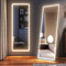 LVSOMT Specchio da terra con luci, 153x50cm Specchio figura intera, LED Specchio da parete lungo, Specchio grande da pavimento rettangoli con illuminato, Specchio lungo da terra camera da letto, Nero