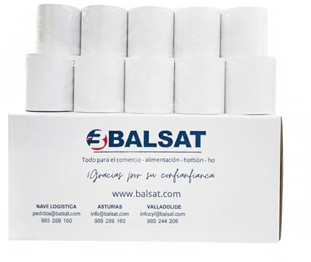 BALSAT 100 Rollos de Papel Térmico 57 x 40 mm | Para Impresora de Tickets | Papel de Impresora Térmica, Tpv Comercio, Caja Registradora | Rollo de Papel para Papel Datáfono de Calidad, Sin BPA