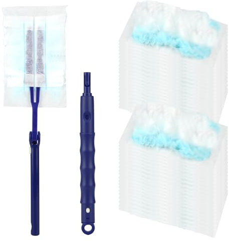 40 Stück Staubmagnet Nachfüllpack mit 1 Teleskopstange, Duster Nachfüllpack, Elektrostatisches Staubwedel, Staubtuch Nachfüllung, Staub Staubtücher für Staub, Schmutz, Tierhaare
