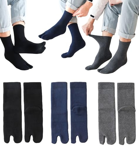 3 pares de calcetines peludos en V para hombre y niño, sandalias de invierno cálidas de felpa con dos dedos divididos japoneses Tabi chanclas gruesas