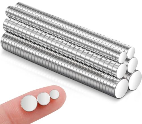 FPMYB Magneti al Neodimio 330Pezzi, 3 Dimensioni, 100Pezzi 5x1mm, 110Pezzi 4x1.5mm, 120Pezzi 3x1mm, Rotondi, Argento, per Frigo, Lavagne, Porte, Ufficio