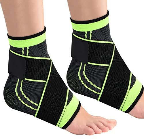 Dokeno 2 Stück Sprunggelenkbandage, Einstellbares Knöchelbandage Atmungsaktiv Fußbandage Flexible Knöchelbandage Sprunggelenk Rechte und Linke Fußgelenk für Frauen Männer