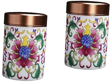 Amosfun 2pcs Classic Ceramic Tea Jar Heat-fired Tea Canister for Sugar Storage Stylish