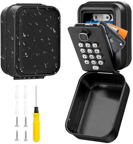 Faneam Cassaforte per Chiavi Esterno Cassaforte Chiave Combinazione Muro Cassetta di Sicurezza per Chiavi Impermeabile Cassetta Portachiavi Sicurezza per Garage, la Scuola, Ufficio