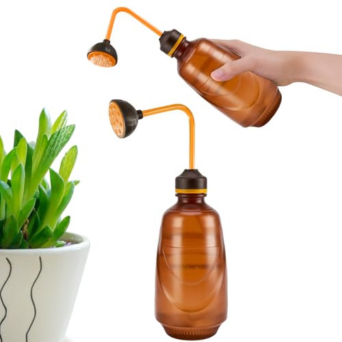 MOVYEE Spruzzatore Piante Mano,450ML,Annaffiatoio Piccolo per Irrigazione di Fiori, Bonsai,Piante Delicate e Talee (Marrone)