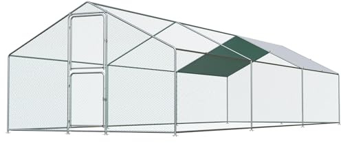Airynee Large Chicken Coop, Chicken Coops for 30 Chickens, Chicken Runs for Yard with Water Poof & UV Resistance Cover, Spire Roof Chicken Coop Run with Double Lockable Doors for Outdoor Backyard
