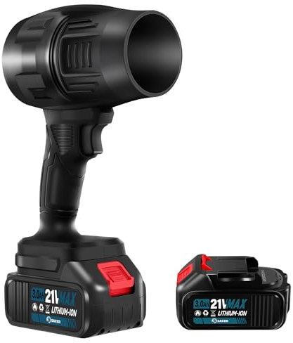 Saker Portable Dust Cleaner Cordless Leaf Blower Handheld Garden Blowers 180000 RPM with 2×4000mAh Batteries for Patio Cleaning, Blowing Leaves, Drying, Camping Black