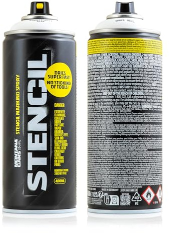 MONTANA CANS Stencil Spray bianco – Vernice spray per stencil e fai da te, non adesivo, ad asciugatura rapida, per progetti artistici e fai da te