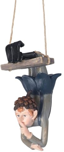 La Figurine Elf est Suspendue à l'envers sur des Figurines de fée Swing Uniques et créatives Statue en résine pour Le Jardin de fées, Le Plein air et Plus.