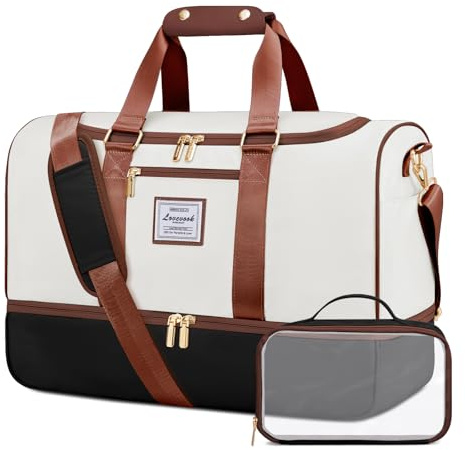 LOVEVOOK Travel Bags for Women, 50L Large Weekend Hospital Overnight Holdall with Toiletry Bag, Gym Yoga Bags with Shoe Compartment & Wet Pocket, Carry On Hand Luggage Bag for Travel Sports