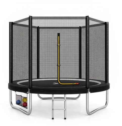 JUMMICO Trampolino Elastico per e Bambini Adulti 183/244/305/366/427 cmTrampolino Rotondo da Giardino Tappeto Elastico da Giardino di Diametro con Rete di Sicurezza, Scala e Barre Imbottite, Esterno
