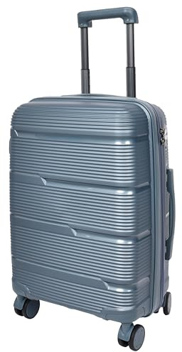 House Of Leather 8 Wheel Suitcase Hard Shell Expendable Luggage Digit Lock Travel Bags Phuket (Blue, Cabin)