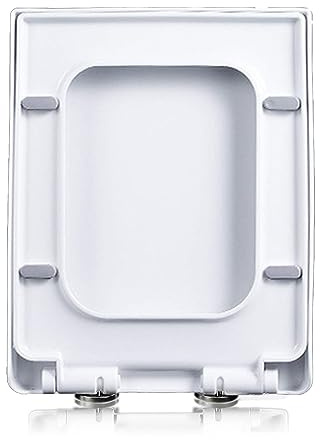 Siège de toilette à fermeture douce, design carré avec charnières à dégagement rapide, couvercle de fixation supérieure facile à nettoyer, convient aux toilettes standard, essentiel pour la salle de