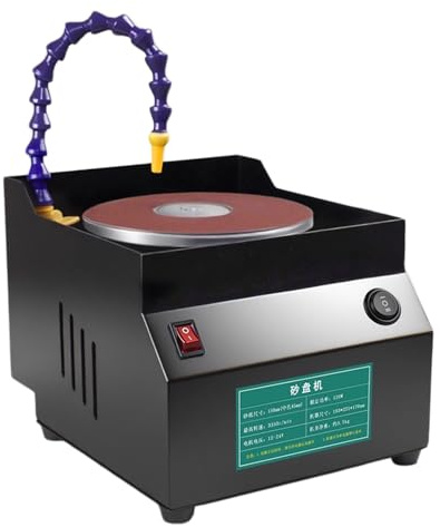 Ponceuse Électrique À Banc, Affûteuse De Couteaux À Sec Et À L'eau Avec Vitesse Réglable, Système De Circulation D'eau À Une Touche, Meuleuse À Disque De 150 Mm Avec 10 Feuilles De Papier Abrasif