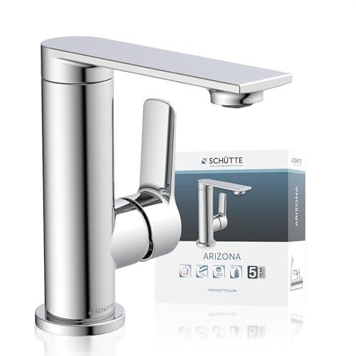 SCHÜTTE ARIZONA Waschtischarmatur mit 360° schwenkbaren Auslauf, Armatur Badezimmer, Einhebelmischer Badezimmer mit Pop Up Abflussstopfen, Mischbatterie Waschbecken, Chrom