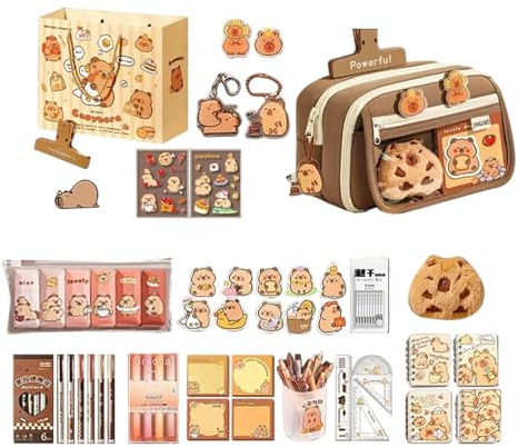 Estetiskt brevpappersset, förtjusande skolmaterial, 22 x 13 x 7,5 cm kit med söt byggnad, canvas djur med funktionell design, tillbehör för tonåringar studenter