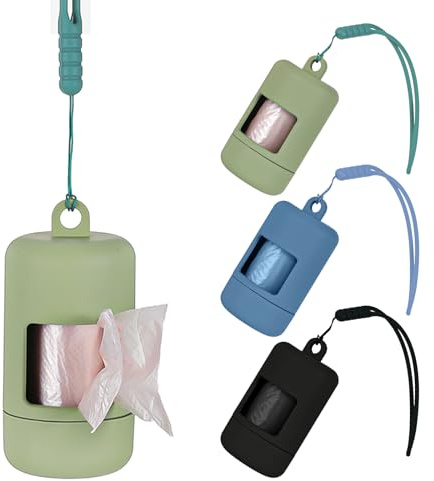 3 Pcs Dog Poop Bag Holder, Lightweight Dog Poop Bag Holder For Leash Carrier With Leash Attachment, Durable Plastic Doggie Bags Dispenser For Outdoor Walking, Blue Green Black
