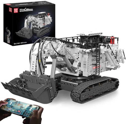 Mould King 17067 MOC Technik Excavateur télécommandé pour Libo R 9800 Excavateur chenillé, modèle de camion technologique kit de construction avec blocs de pince, jouet pour adultes avec 8 moteurs