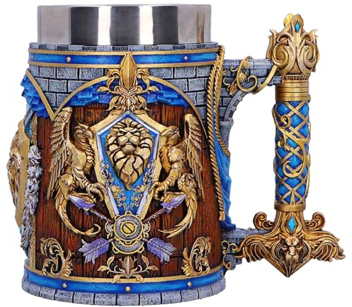 Nemesis Now World of Warcraft Alliance Tankard 15.5cm - Officially Licensed Alliance Drinkware with Crest, Flag Design and Stainless Steel Insert