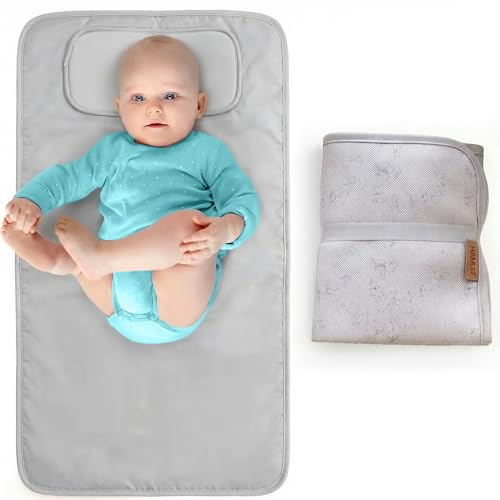 Hamur Home bärbar skötmatta vattentät 40 x 70 cm återanvändbar baby skötmatta maskintvättbar för resor omslagsväska (enfärgad grå)