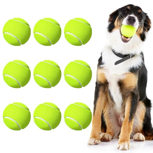 Lot de 9 Balles de Tennis Professionnelles, Balle de Tennis Jaune | Balles d'Entraînement Haute Durabilité pour Adultes, Enfants et Chiens