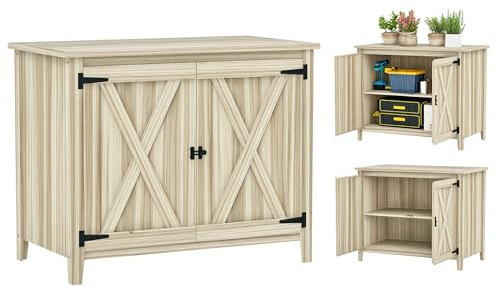 Outsunny Armoire de Jardin en Bois Étagères 110 x 60 x 88,5 cm Naturel