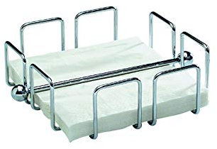 APS Serviettenhalter „Wire, Serviettenspender aus verchromtem Metall, Serviettenständer für Servietten 1/4 Falz, inkl. Beschwerer, 19 x 19 cm, 6,5 cm Höhe, für 50 Servietten