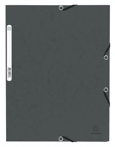 Exacompta - Réf. 55313E - Paquet de 10 chemises à élastiques - pochettes 3 rabats - en carte lustrée 355 g/m2 - dimensions 24 x 32 cm pour documents au format A4 - couleur gris