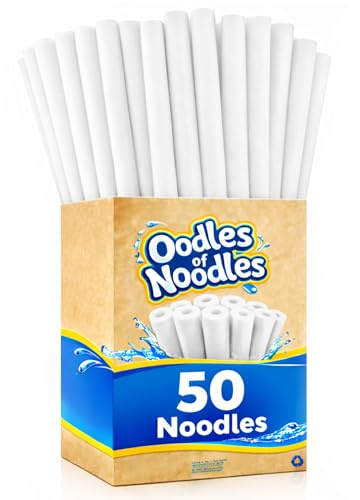 Oodles of Noodles Deluxe Rainbow Swimming Pool Noodles Foam- Pack of 50 - Approx. 48 inch x 2.5 inch Multi-Purpose Foam Tubes, Pool Floats for Water Fun, Exercise, Crafts, Padding, Insulation & More