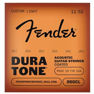Fender Dura-Tone Coated Phosphor Bronze Acoustic Guitar Strings, 860CL .011-.052