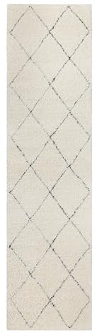 Wecon Home, Moderner Hochflor Teppich - Läufer im Berber Style für Wohnzimmer, Flur, Schlafzimmer Studio Two (80 x 230 cm, Creme beige)