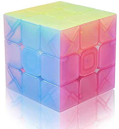 ROXENDA Cube Magique 3x3, Coloré Cube de Vitesse 3x3 Speed Cube (Gelée)