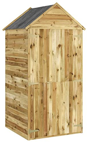 vidaXL Cobertizo de Herramientas con Puerta Caseta Jardín Patio Terraza Balcón Exterior Césped Jardinería Almacenaje Madera Pino 107x107x220 cm