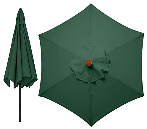 LMYDIDO Funda de Repuesto para Sombrilla de 3 Metros y 6 Brazos - Cubierta de Toldo para Terraza Exterior, Parasol Jardín (Verde)