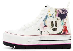 Desigual Sneakers Alte con Plateau Topolino Bianco