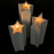 3er Set LED Kerzen aus Keramik in Sternenform inkl. 6-Stunden Timerfunktion - Realistische Flamme - Weihnachten (Silber)