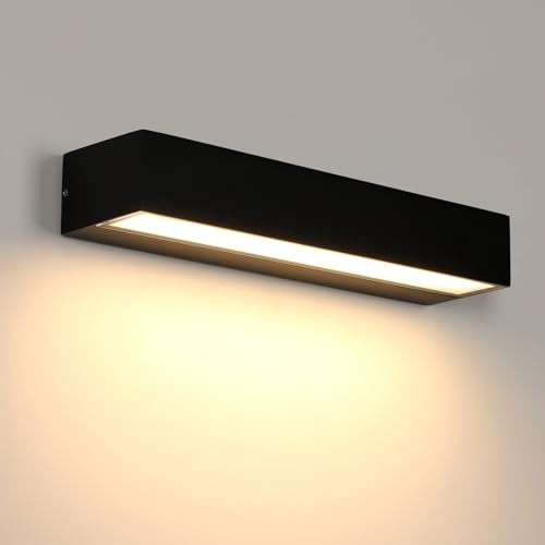 Pheashine 16W LED Applique Lunghe da Esterno, Caldo 3000K, Lampada da Parete Nero per Interni, Applique da Esterno IP65 Impermeabile, Adatto a Patii, Giardini, Scale, Corridoi