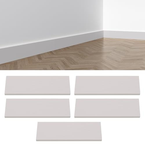 Battiscopa, battiscopa in laminato in PVC, moderno, impermeabile, ispessito, autoadesivo, dimensioni: 45 x 12 x 1 cm, battiscopa decorativi in PVC (bianco)