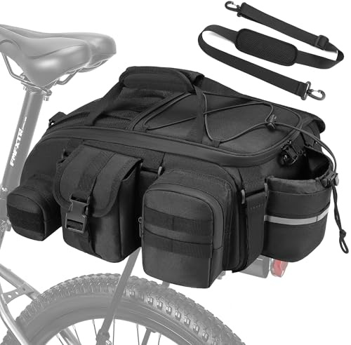 CDYWD Multifuncional Bolsa Trasera Bicicleta, 15L Gran Capacidad, con Bandolera Cubierta de Lluvia, para Ciclismo, Viajeros, Compras, Viajes