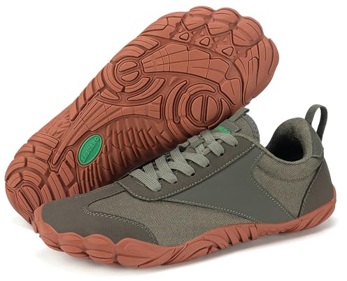 SAGUARO Zapatillas Barefoot Mujer Ligera Zapatos Minimalistas Hombre Transpirable Sneakers Barefoot Antideslizante Calzado Descalzos Interior Exterior, Verde Militar, 45