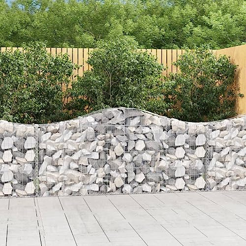 Fioriera per esterni, gabbioni con arco alto, 8 pezzi, 200 x 30 x 80/100 cm, ferro zincato, aiuole rialzate per giardino, terrazza, balcone