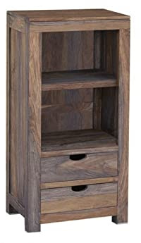 MASSIVMOEBEL24.DE Nature Grey Regal #57 Sheesham, Farbe:grau geölt, Größe:60x30x120 cm (BxTxH)