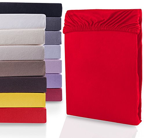 DecoKing Spannbettlaken 120x200 140x200 cm Rot Spannbetttücher Jersey 100% Baumwolle Boxspringbett Nephrite 120 x 200 140 x 200