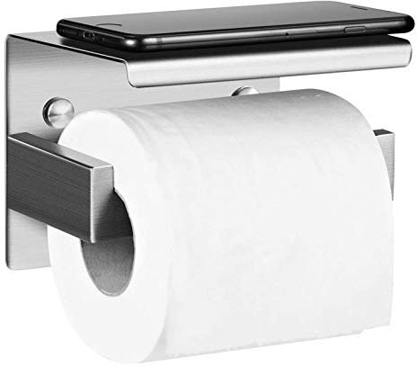 Adhésif Porte Papier Toilette, Aikzik® Papier Mural WC Salles de Bains en Acier INOX Porte Rouleau Papier, Auto-Adhesif